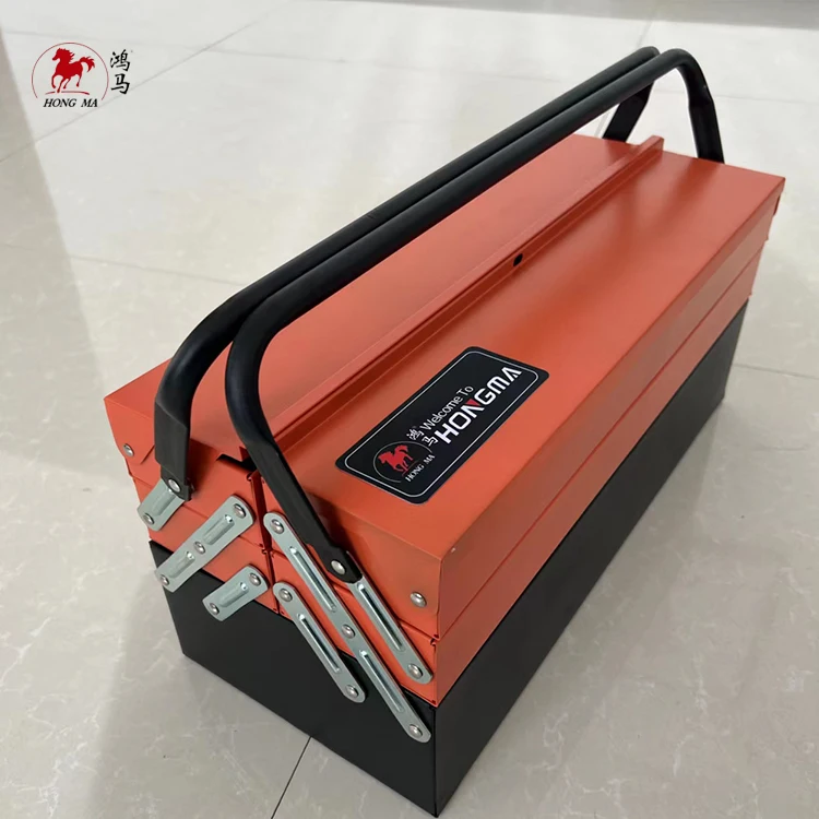 Metal roller cabinet tool trolley with stainless steel working top and tool box with hand tools sets