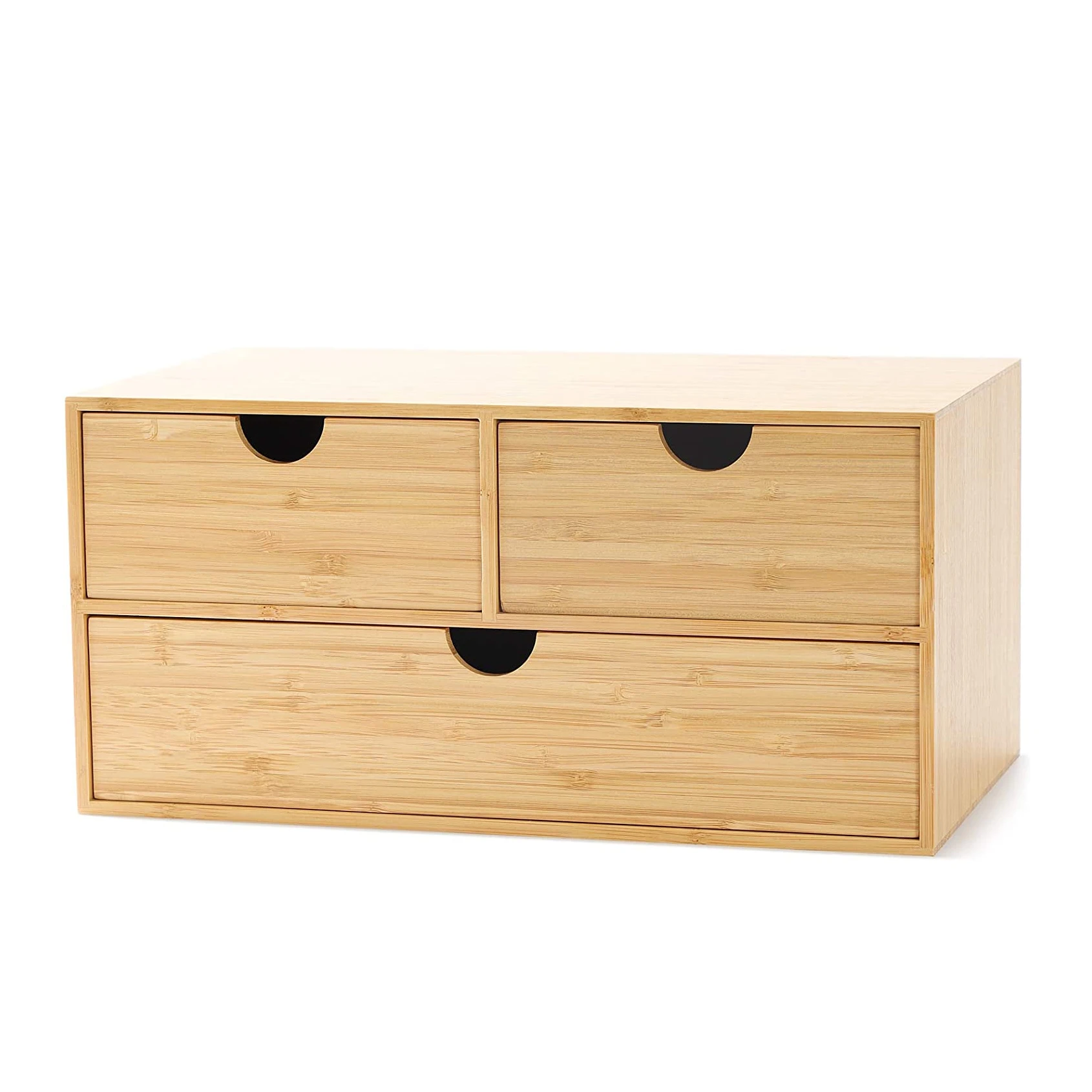 Bamboo Desk Organizer Mini Bamboo Desk Drawer Tabletop Storage Organization Box for Office Home Toiletries Supplies