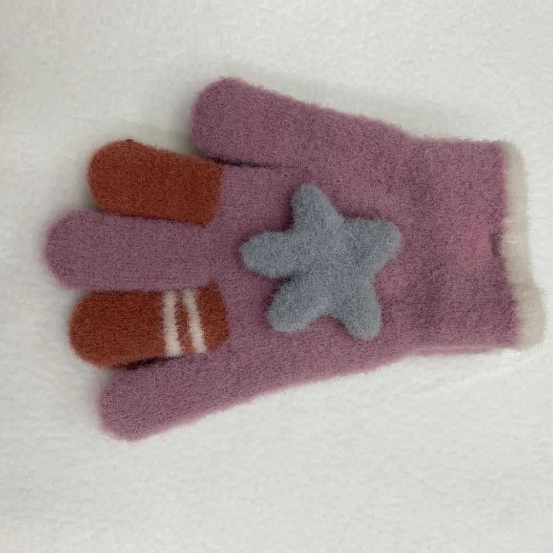 Cute mittens star shape kids gloves factory directly sale woolen boy girls winter gloves Children gloves