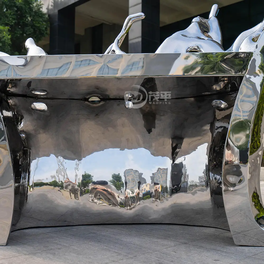 Custom Size Modern Luxury Artistic And Creative Stainless Steel  Mirror Polished Company Front Desk Ornaments Metal Sculpture