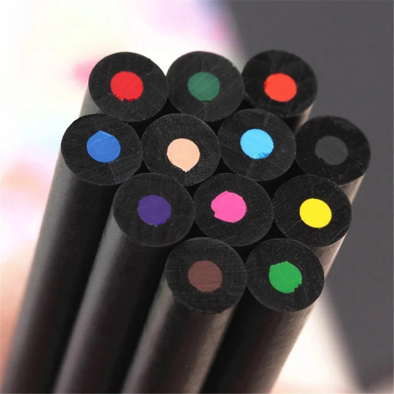 X911-1 Hot Selling Factory Personalized Kids Colored Pencil Set Pack Polychromos Wood Customized Coloring 12 Pc Color Pencils