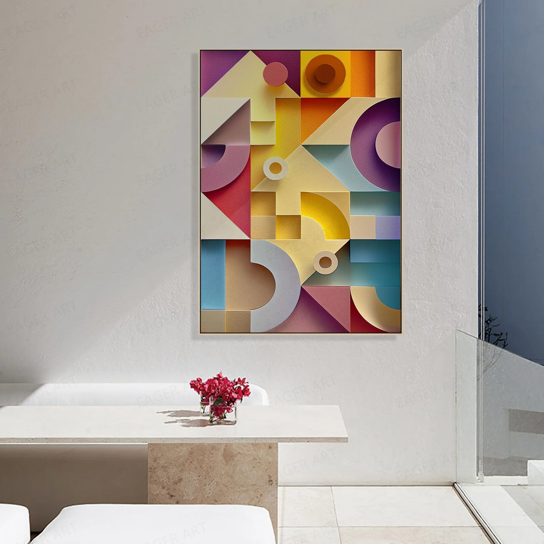 High Quality New Arrival Colorful Relief Block 3D Artwork Design Home Decor Wall Art Multiple Layer Hand Painting