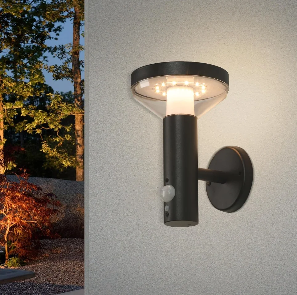 Stainless steel triangle shape waterproof motion sensor outdoor modern wall light solar light