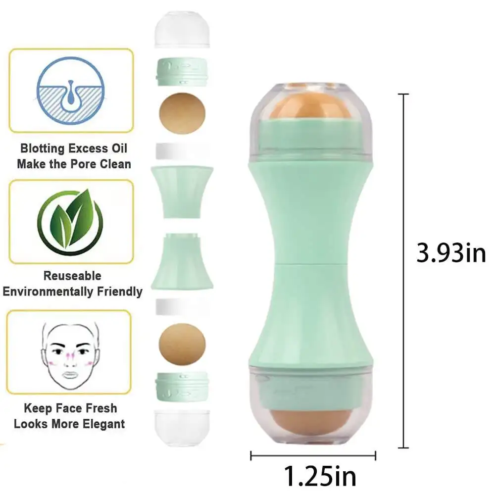 Cheap Portable Double Beads Volcanic Stone Face Roller Reusable Oil Control Oil Absorbing Oil Removal Volcanic Roller