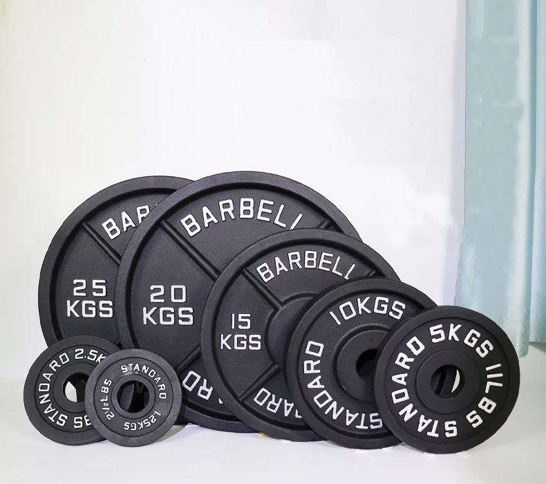 Factory Sale durable steel four bar 5LB Weight Plates Cast Iron Paint Fitness black barbell for fitness training molds