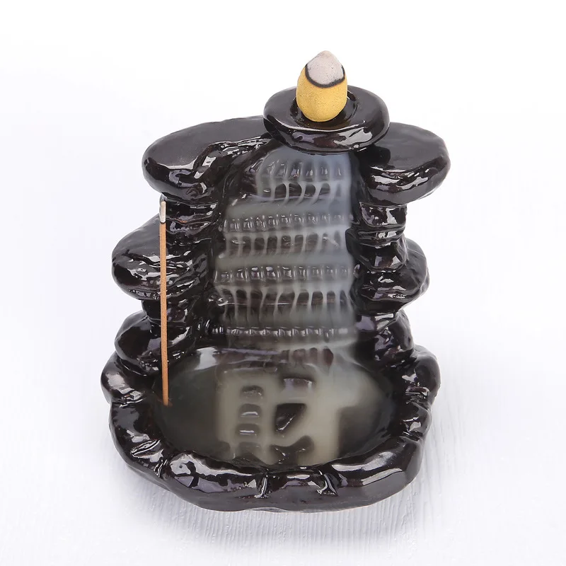 Ceramic Incense Burner Waterfall Aromatherapy Tower Buddhist Ornaments Home Aromatherapy Gifts