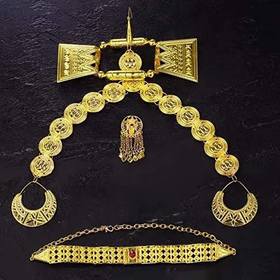 high quality  popular ethiopian gold color red stone women eritrean traditional wedding jewelry sets