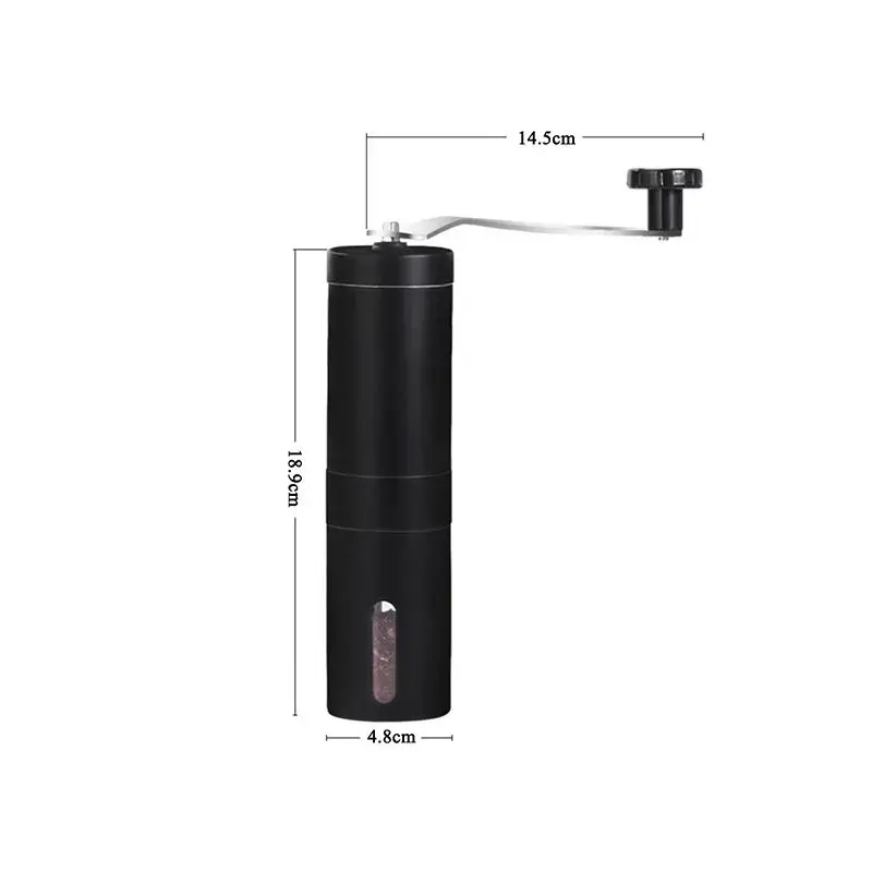Black Stainless Steel Manual Coffee Grinder With Ceramic Burr Core