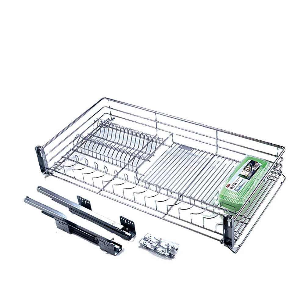 Выдвижная корзина из нержавеющей стали, скользящая кухонная корзина для хранения, кухонный шкаф, выдвижная корзина