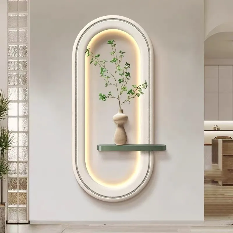 Modern Luxury Wooden White 3D Wall Sculpture Sandstone Surface Animal Flower Decorative Painting with Led Light for Living Room