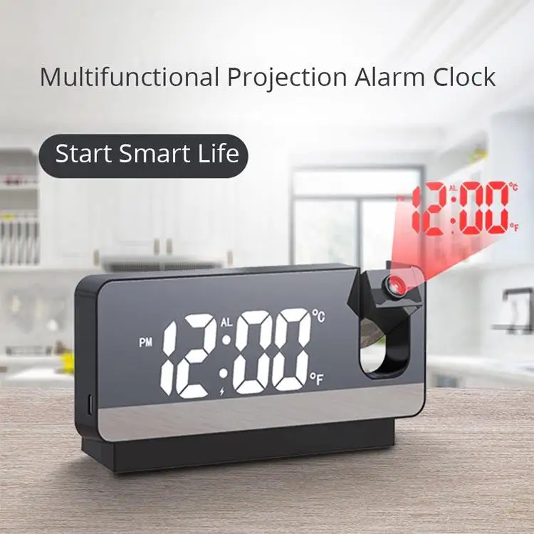 Silent Work Children Bedroom Projector Clock Projection Mirror Alarm Clock Digital Table Alarm Clocks