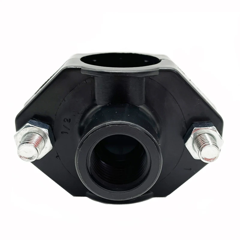 Agriculture Irrigation System PE Pipe Fittings 25-50 mm Clamp Saddle With 2 Bolts