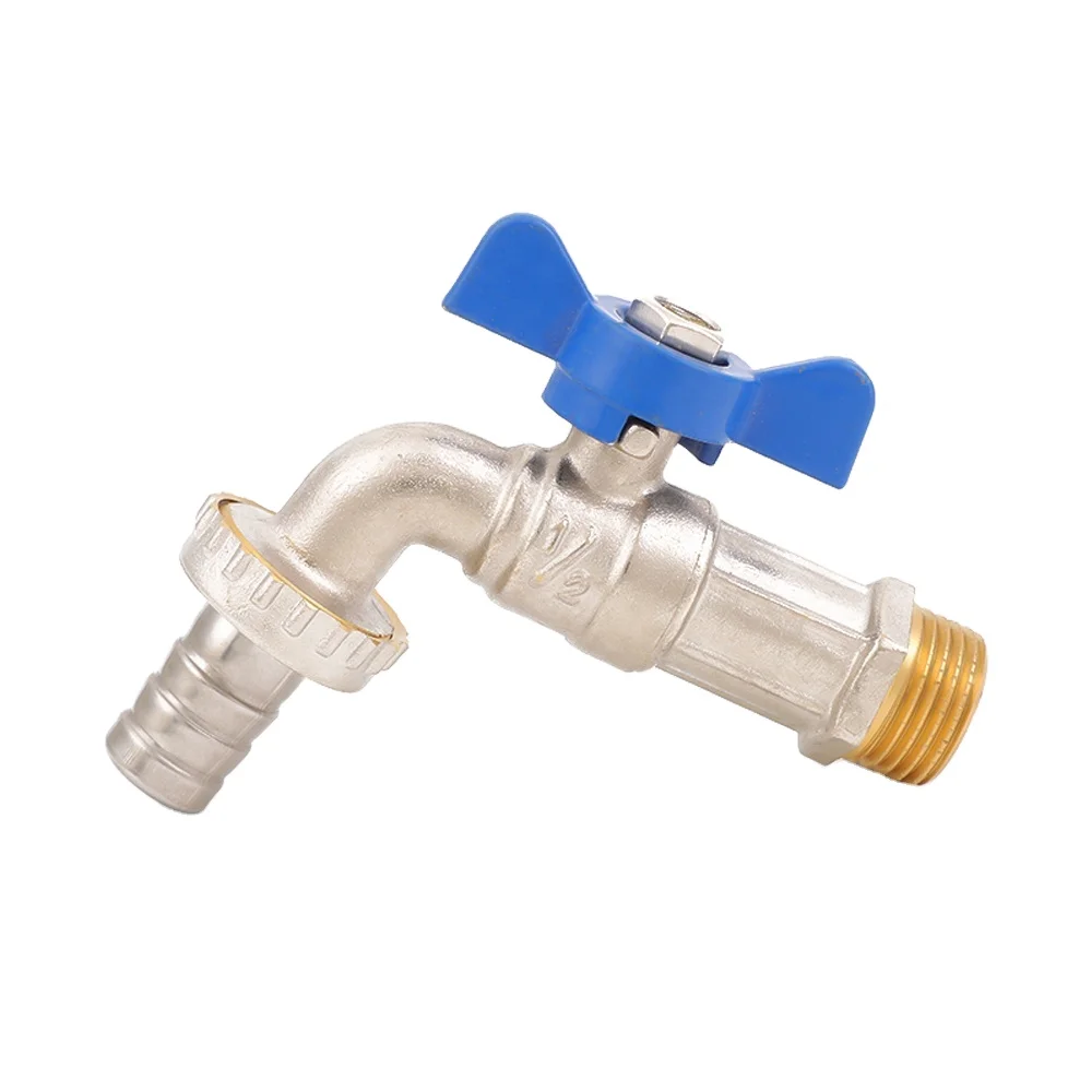 High quality  1/2 3/4 Brass Bibcock plated Water nozzle outdoor Garden faucet  butterfly handle tap