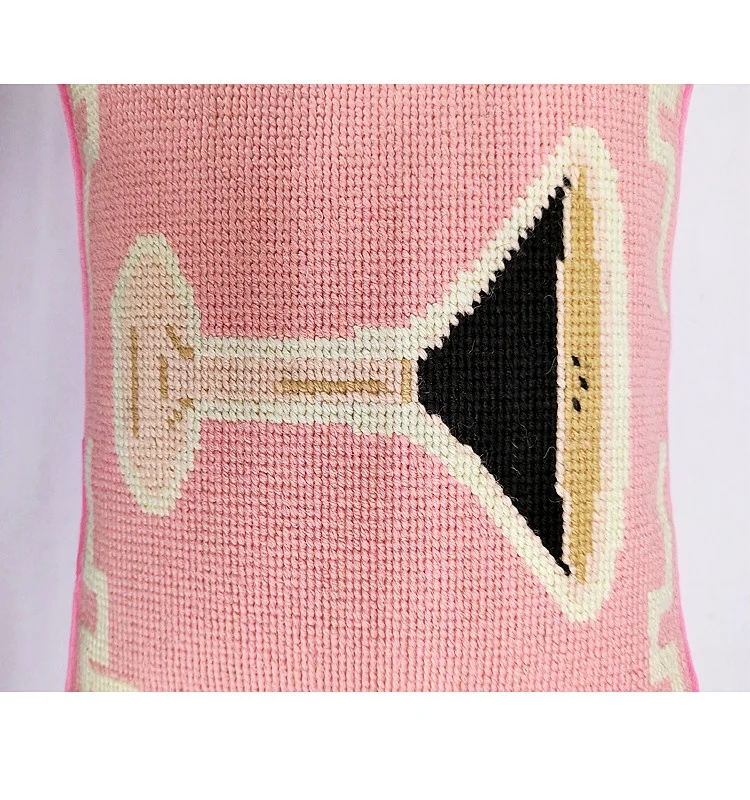 Excellent Quality Decorative Wine Glass Needlepoint Patterns Throw Pillows Covers Cases Embroidery OEM And ODM