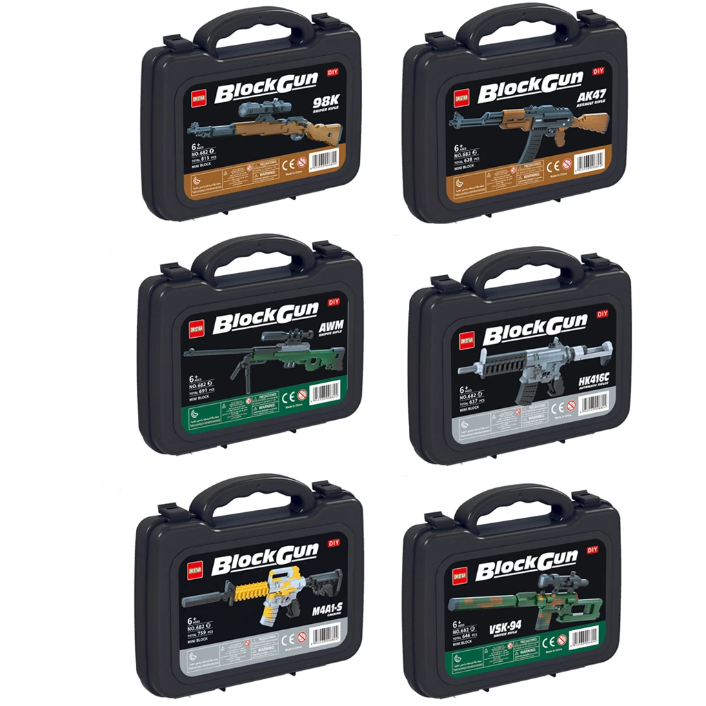 Custom Legoing Portable Handbag Military Weapon Sniper Rifles Model Building Blocks Toys Guns