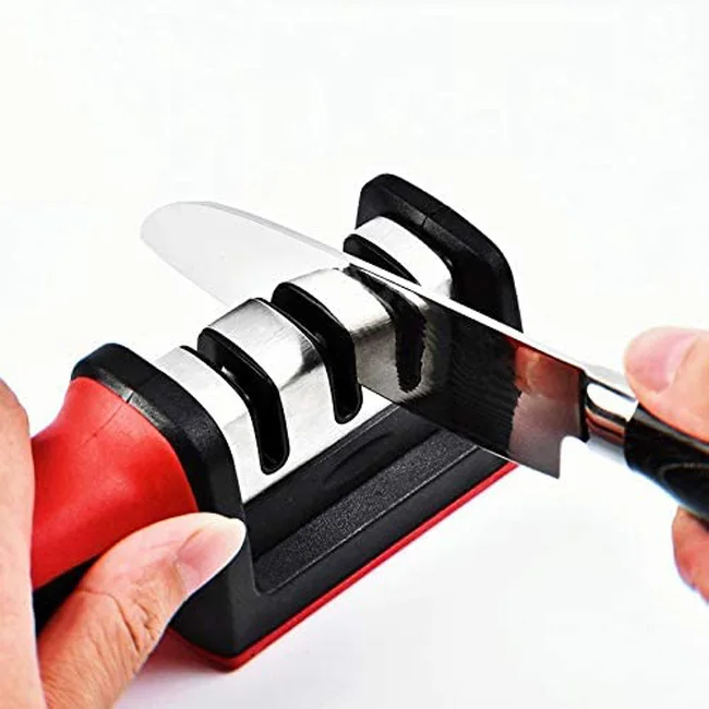 Dropshipping 3 Stages Non Slip Grip Kitchen Accessories Stainless Steel Stone Manual Knife Sharpener