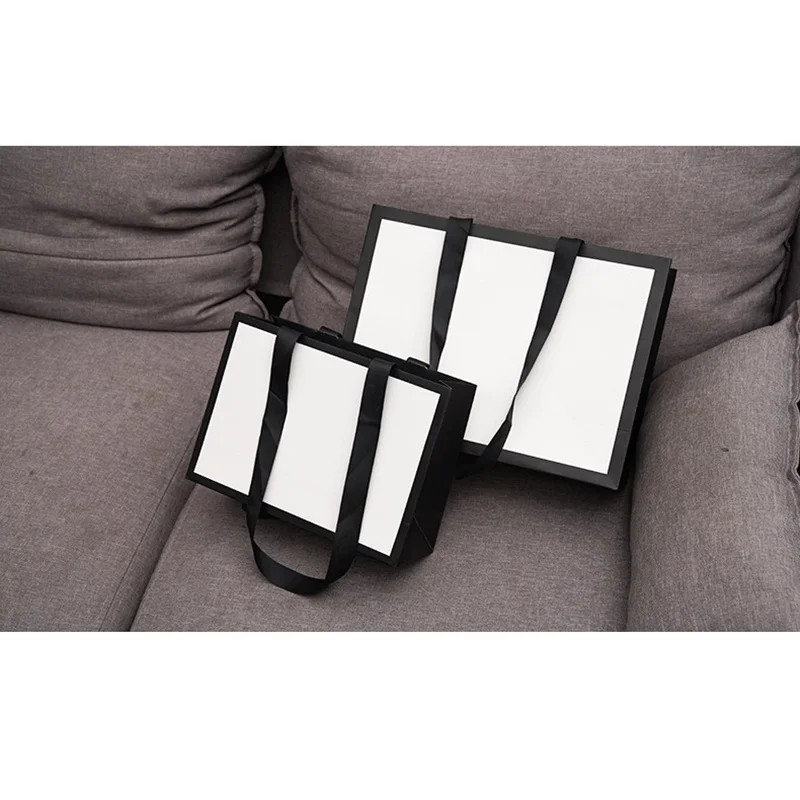 Custom Logo White Luxury Big Size Horizontal Gift Retail Shopping  Bag with Handle