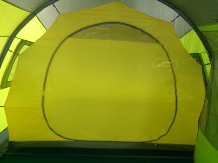 High Quality 6-Person Family Camping Tunnel Tent for Outdoor Adventure Two Rooms Large Vestibule Double Layer Fiberglass Pole