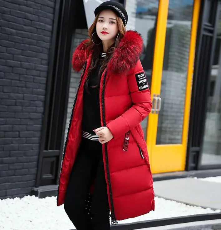
Winter Women Jacket Long Down Jacket Padded Coat Ladies Slim Hooded Parka 