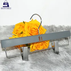 Movable luxury natural custom skirt trouser wooden hanger with clips