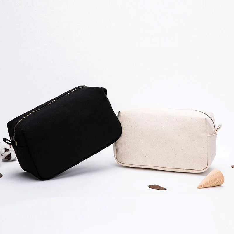 Organic Cotton  Cosmetic Bag  Blank DIY Craft Bag Canvas Pencil Case Blank Makeup Bags- Canvas Pencil Pouch
