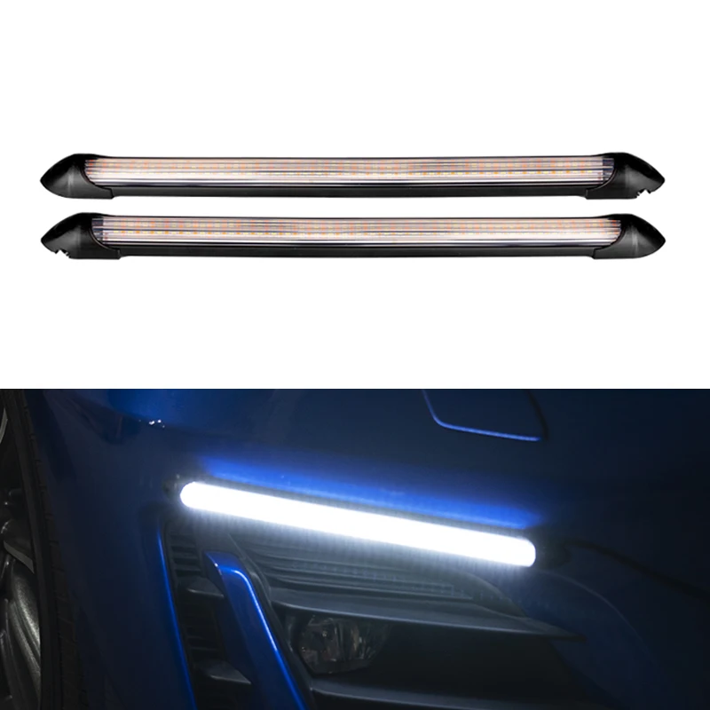 2PCS Car LED Daytime Running Lights Waterproof Car Headlights Flowing Turn Singal Yellow LED Driving Day Lights