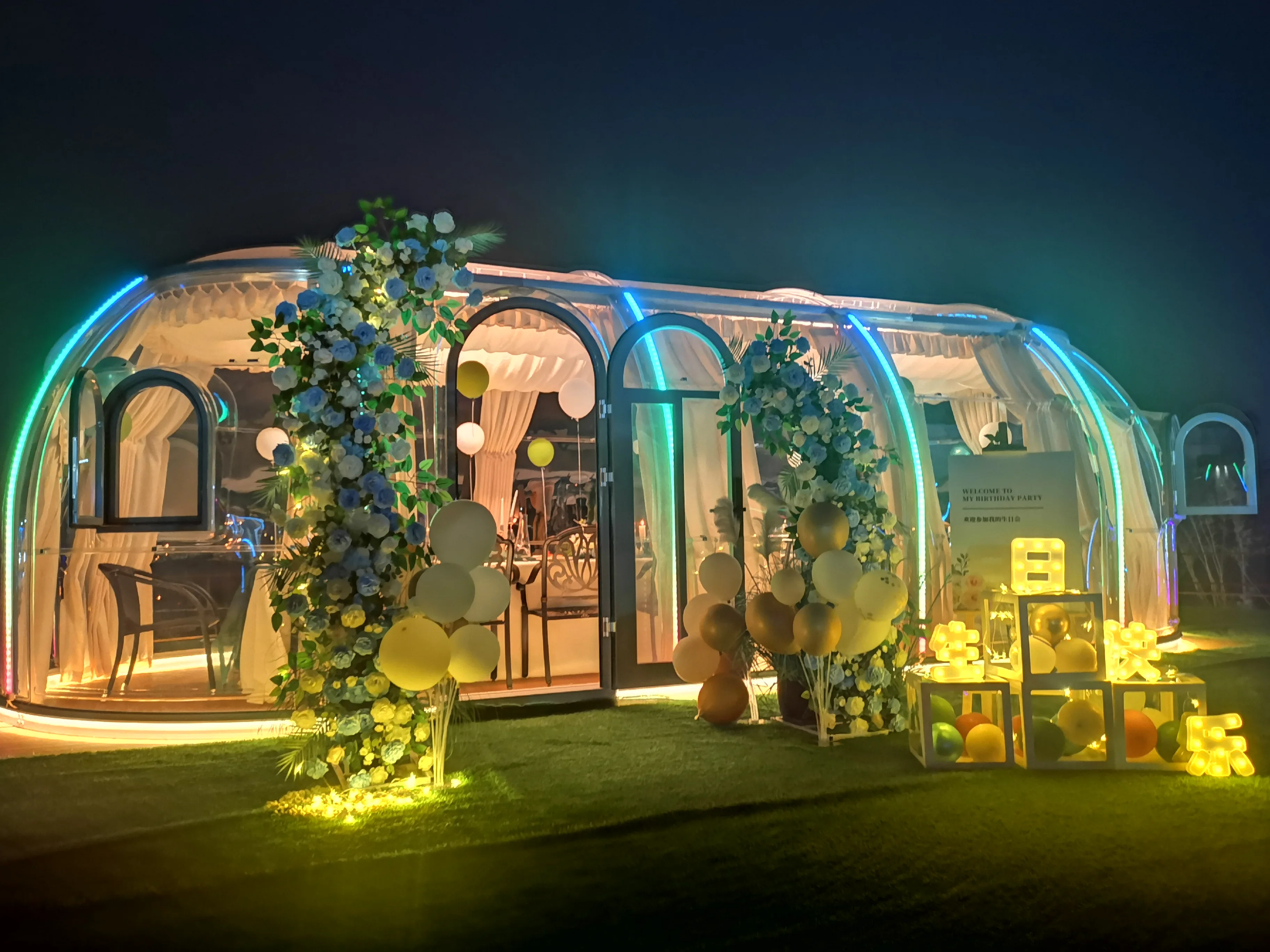 Capsule House lounge Outdoor Bubble tent geodesic Dome Transparent PC Tent Customized glamping pod Hotel