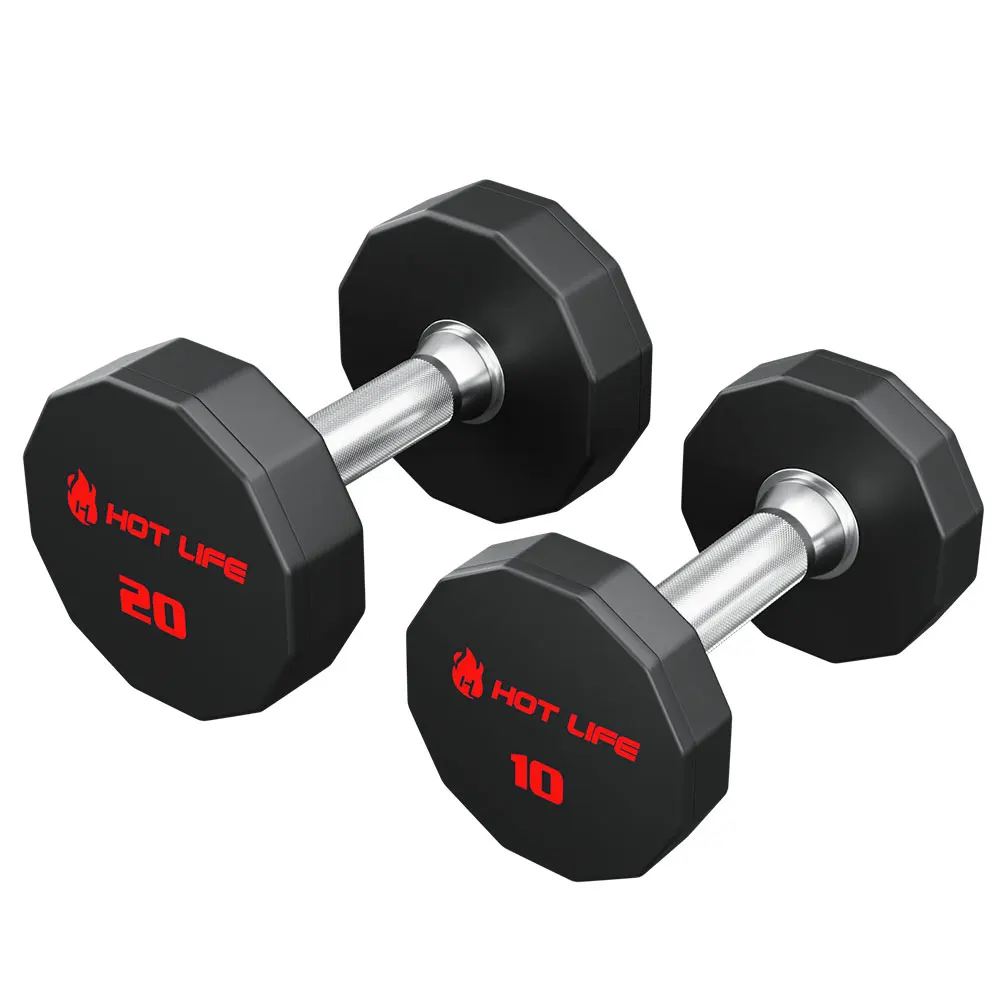 Bodybuilding Commercial lb kg Black PU Urethane Dumbbells Factory Price