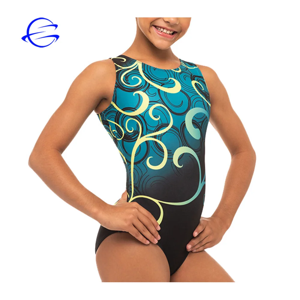 Stitching Fabric Gradient Color Rhythmics Gymnastics Leotards for Girls