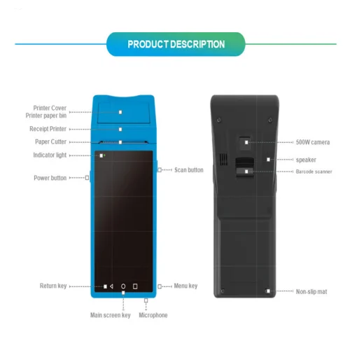 8.1 Android system 58mm Industrial PDA 3G/4G LTE Portable Rugged IP65 Terminal Printer