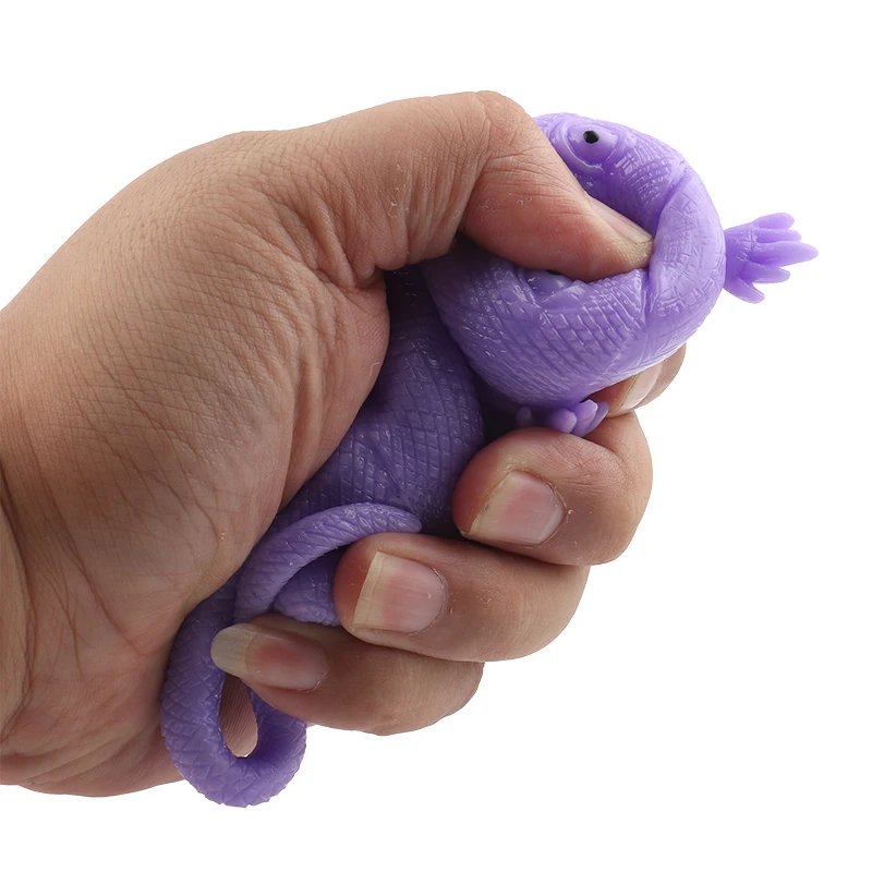 Mini Rubber TPR Super Stretchy With Learning Study Card Gift Bag Realistic Lizard Figure Bathtub Squishy Toy