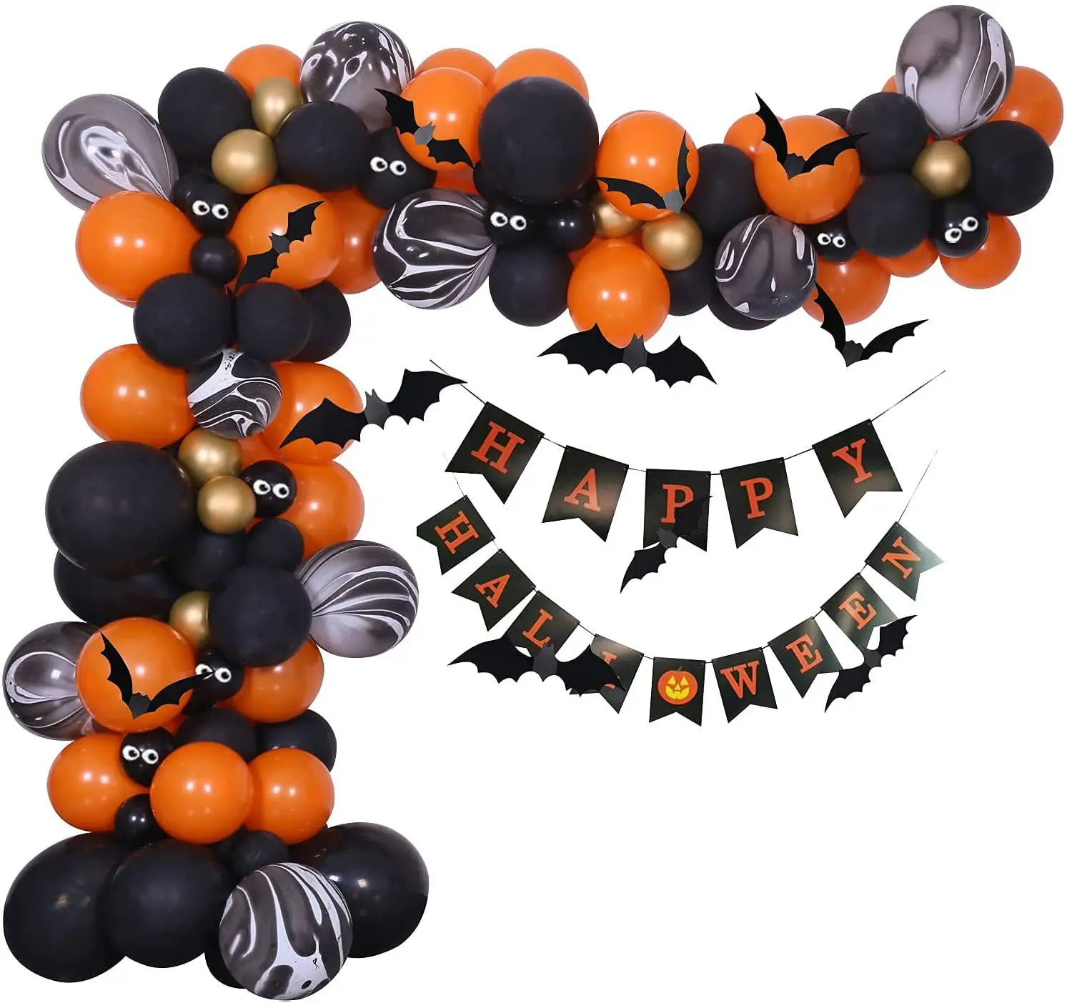 DAMAI Halloween Arch Balloon Chain Halloween Balloon Decoration Halloween Bat Stickers Decorate The Balloon Garland