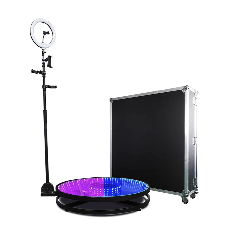 New Design Tempered Glass Led Automatic 360 Degree Photo Booth Rotating Camera With Rgb Light Photo Booth 360 Photobooth