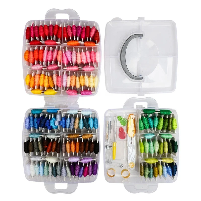 SHELIKE 3 Floors Embroidery Thread Floss Set 150 Colors Cross Stitch Floss Threads Scissors Needles Sewing Accessories Kit