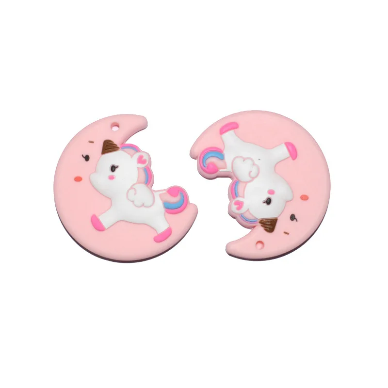 BPA Free Toddler Baby Chew TeethingToys Silicone Moon Unicorn Teether Wholesale DIY Crafts Baby Silicone Unicorn Teether