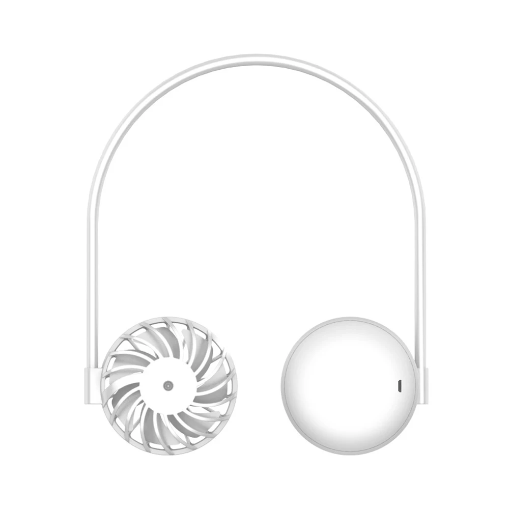 Hand Free Air Cooling Fan Sport USB Rechargeable Noise Reduce Fan LED Portable Mini Neck Fan