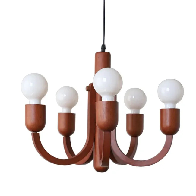 room living room vintage Walnut wood pendant chandelier up down candle chandelier