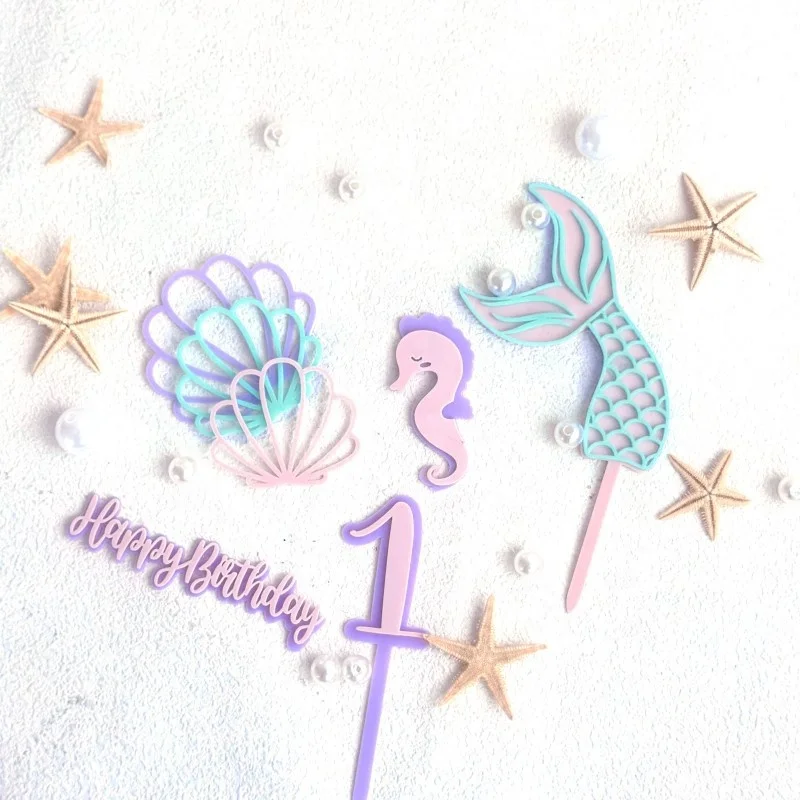 Acrylic Ocean Theme Cake Topper number for Birthday Christmas Graduation Halloween New Year Party Supplies