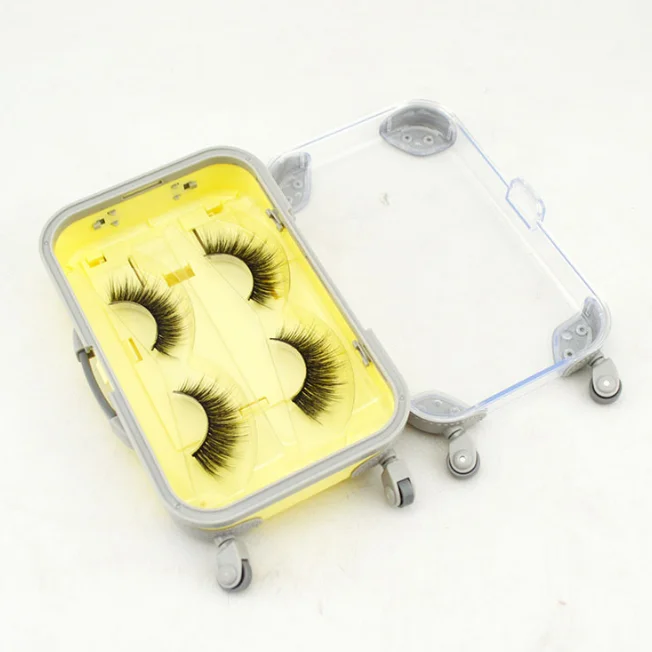 New Travel Suitcase 2 pairs Eyelash Box False Eyelash Packing Box Luggage Trolley Case