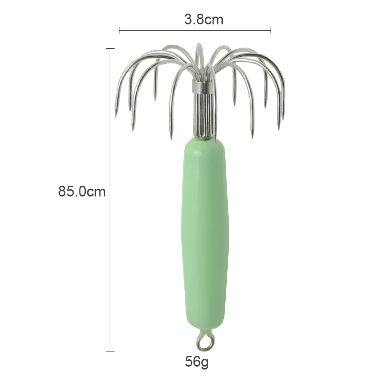 Saltwater Casting 12 Claw Jigs Large Fishing lure luminous 85cm/56g squid hook