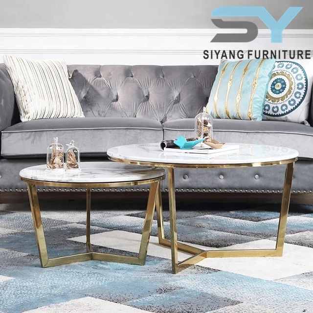 Low Price White Marble Round Coffee Tea Table For Living Room CJ-B