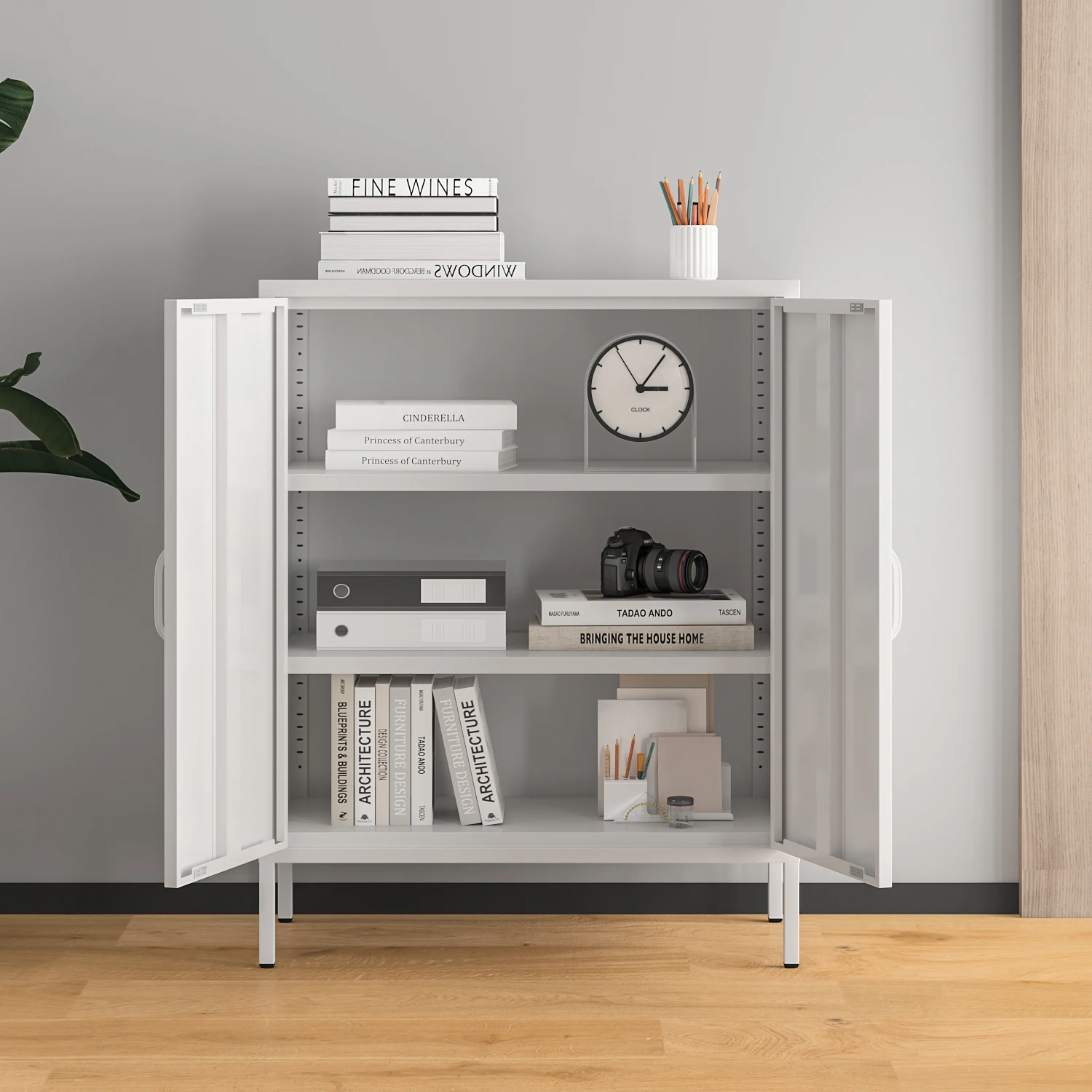 OEM/ODM Home Metal Storage Cabinet Iron Pantry Cabinet with 2 Swing Doors for Kitchen & Bathroom Dining & Living Room Sideboards