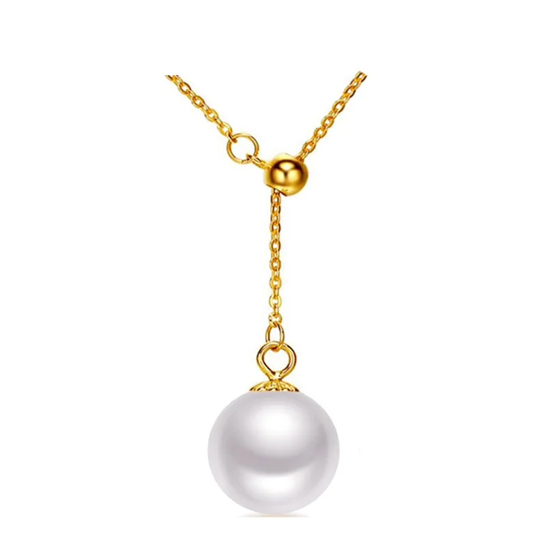 18k gold adjustable Chain au750 jewelry pearls y necklace natural freshwater pearl chain necklacklace for women