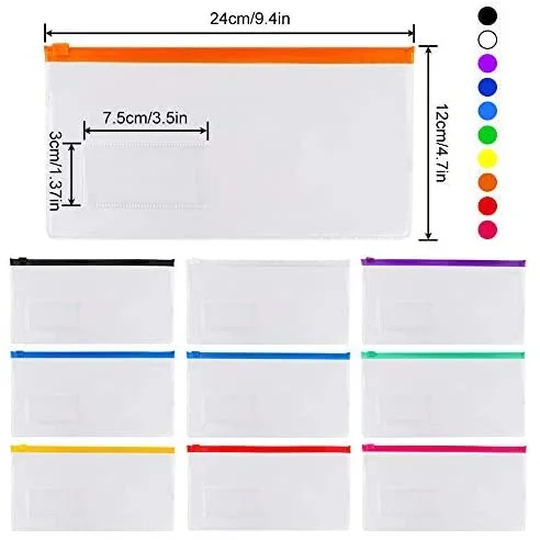 Reusable Poly Zip Envelopes Clear PVC A6 Pencil Case Bag For School Office Supplies