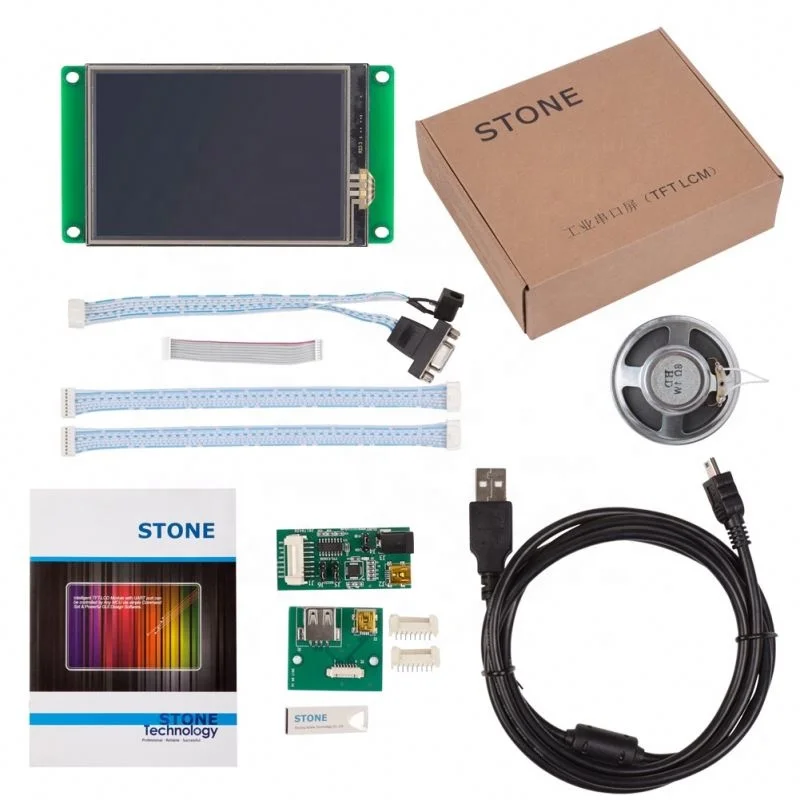 
STONE 4.3 inch Graphic Color LCD Display with Touch Screen + Controller + Serial Interface with Matel Frame 