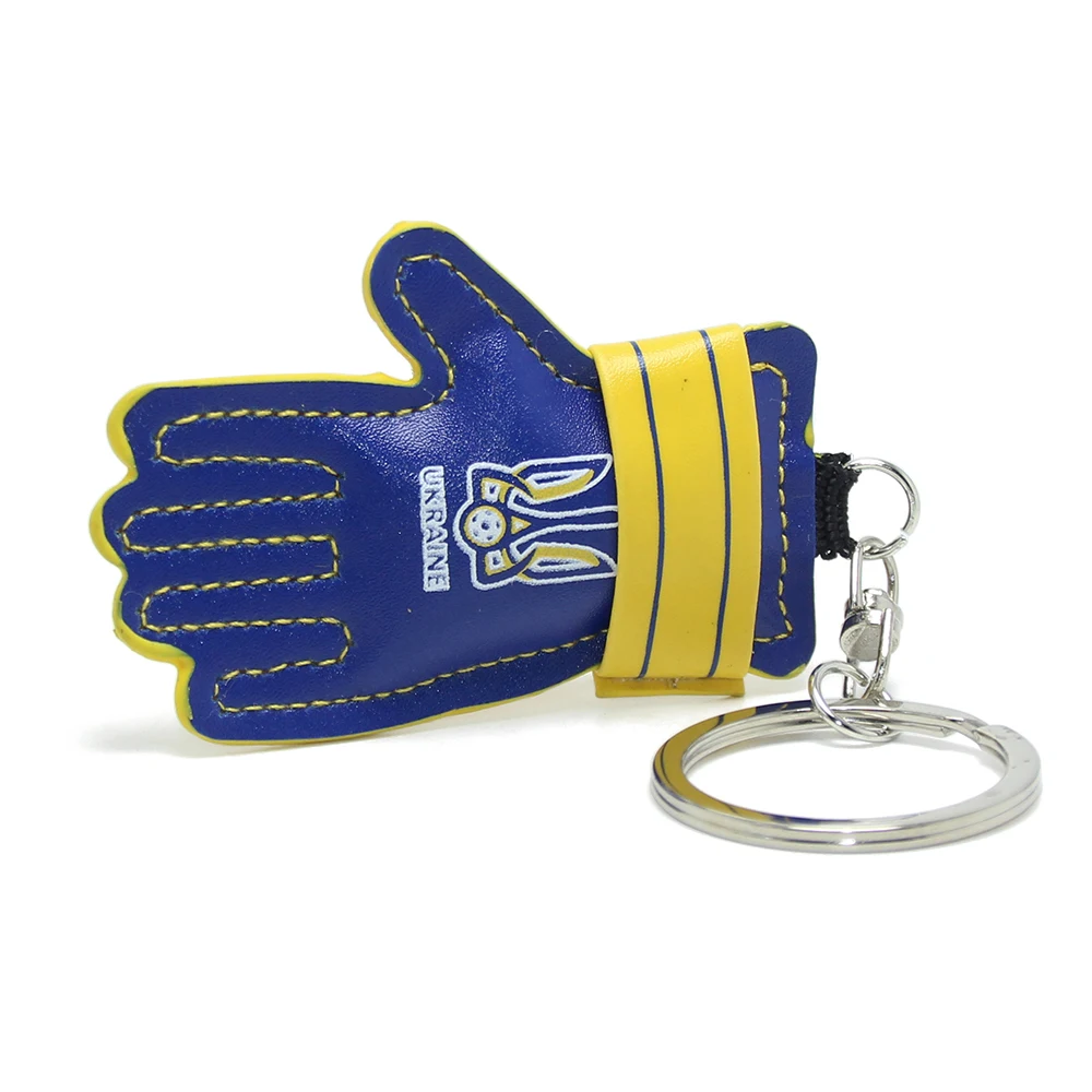 Custom Ukraine Souvenirs Gifts Football Team Key Fob Key Ring PU Mitten Key Chain Holder Leather Keyring Soccer Ukraine Keychain