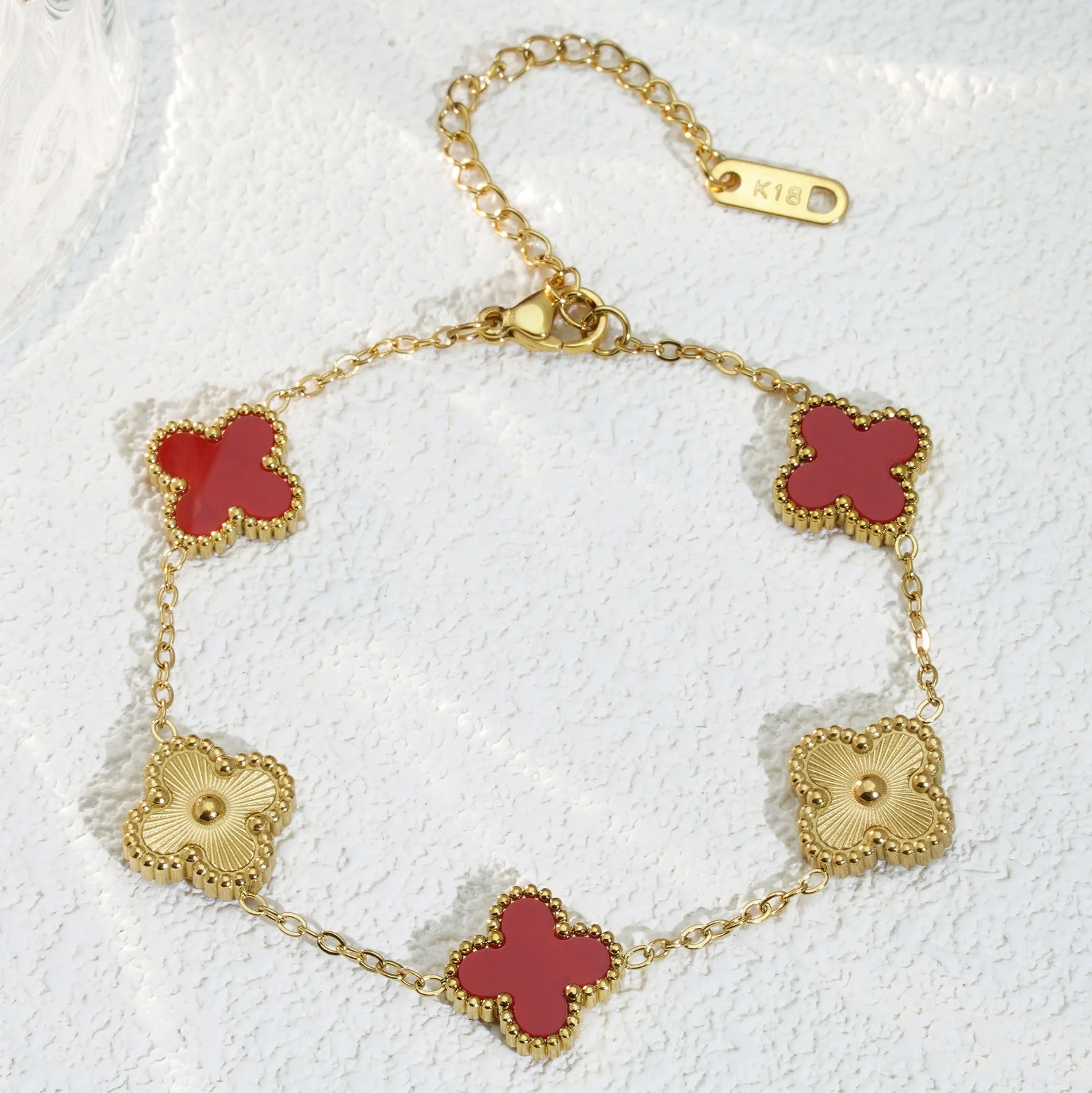 Luxury Designer 18 K Gold Plated Van Flower Fine Bracelet Women Fashion Jewelry Shopify Dropshipping Four Leaf Clover Bracelets