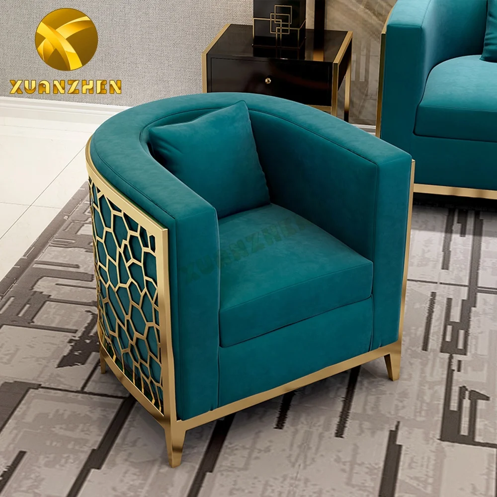 Living room furniture sets stainless steel sofa set velvet sofa chair cover living room sofas SF001