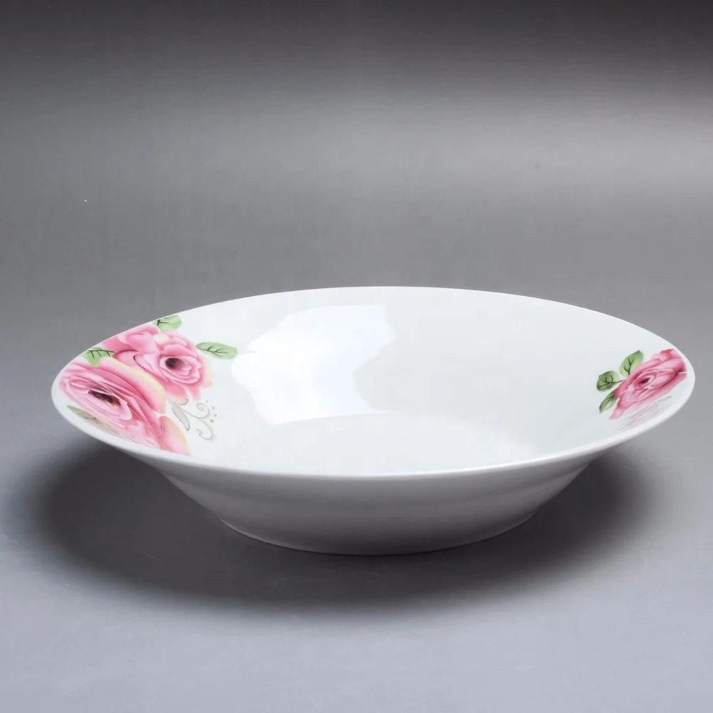 Linyi заводская цена 8 керамических тарелок для супа с желтой линией фарфоровая тарелка по оптовой