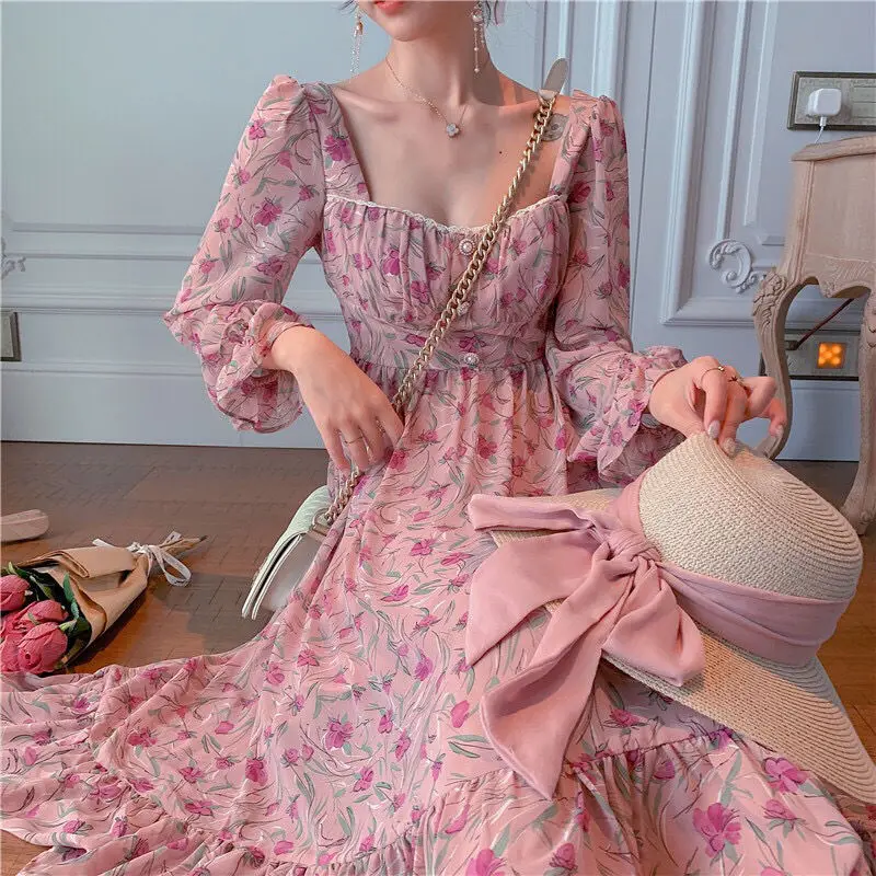 Fashion Custom Lady Chiffon Ruffle Maxi Dress OEM/ODM Vestidos Women Elegant Summer Casual Dresses